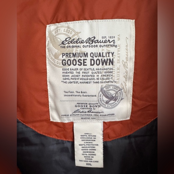 Eddie Bauer - Mens Orange Goose Down Vest - Size XXL - Picture 4 of 5